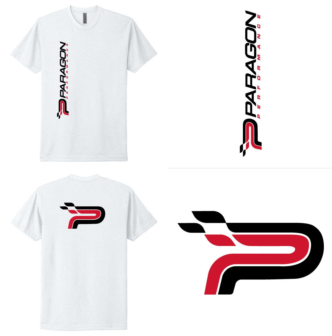 Paragon Performance White T-Shirt with Vertical Logo