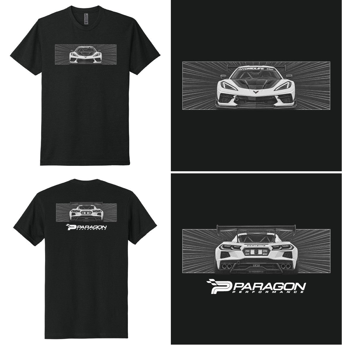 Paragon Performance Black T-Shirt with Dotty on the Front and Back