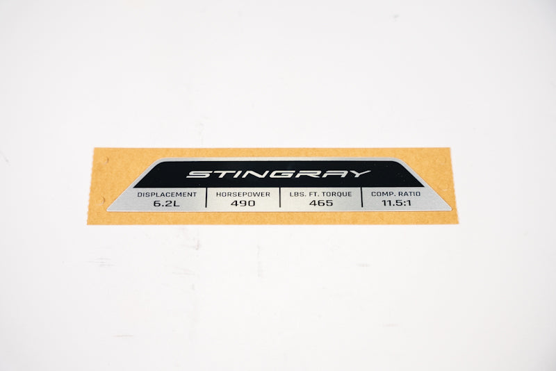 C8 Corvette Stingray Engine Spec Plaque 