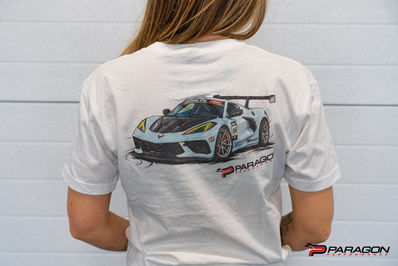 Paragon Performance White T-Shirt with Logo on front / Dotty on back