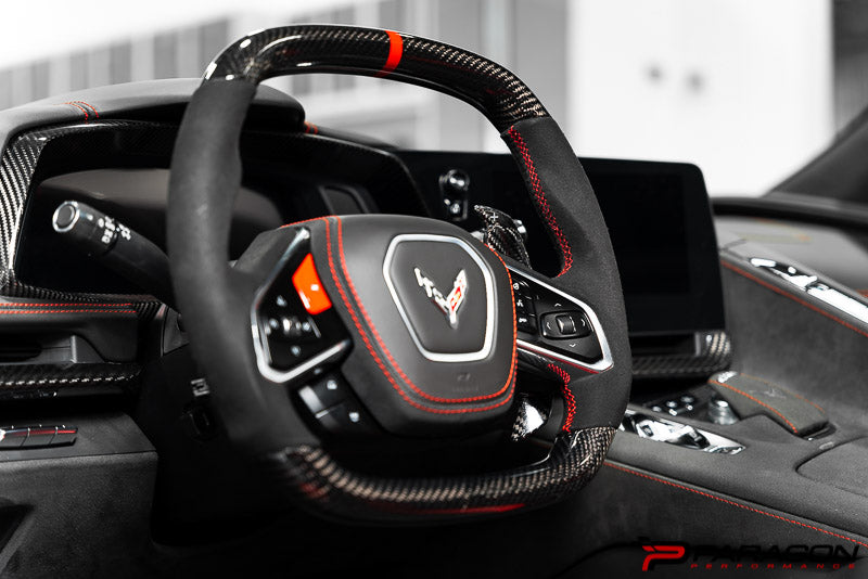 Paragon Performance C8 Corvette Carbon Fiber Steering Wheel Trim Overlay