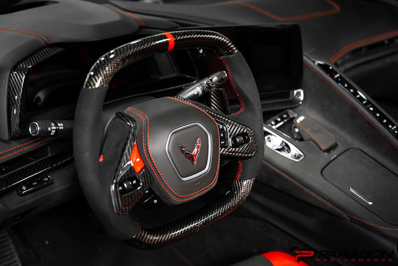 Paragon Performance C8 Corvette Carbon Fiber Steering Wheel Trim Overlay