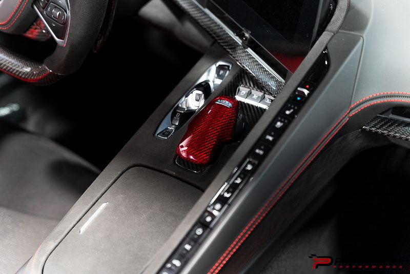 CCS C8 Corvette Red Carbon Fiber Mode Selector Overlay