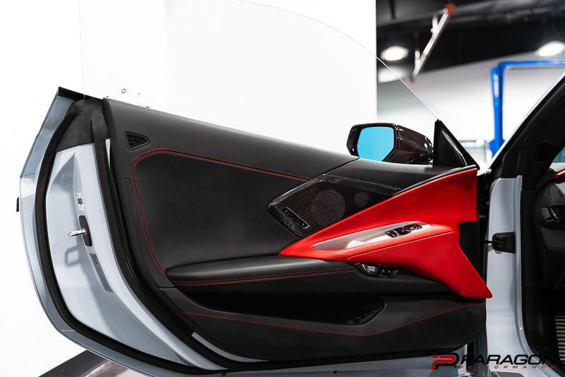 CCS C8 Corvette Carbon Fiber Speaker Covers - Black