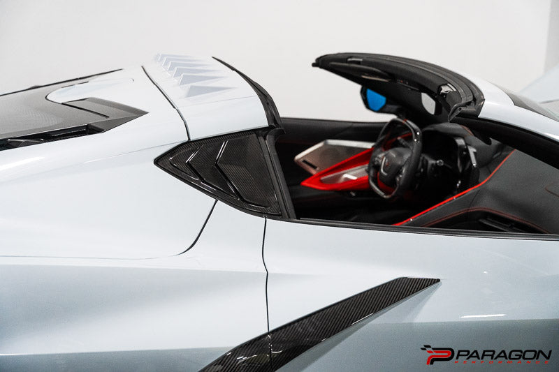 CCS C8 Corvette Vented Carbon Fiber B Pillar Trim Overlay - Coupe