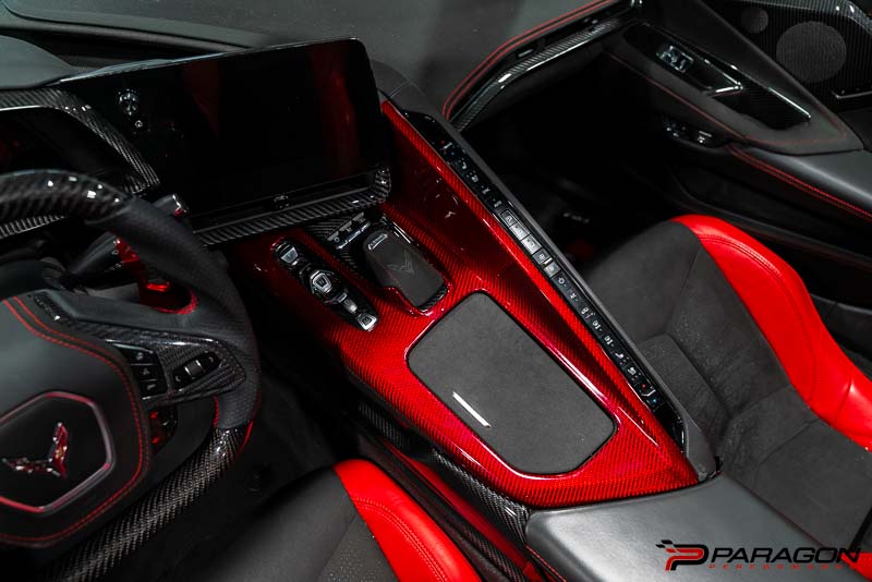 CCS C8 Corvette Red Carbon Fiber Center Console Overlay