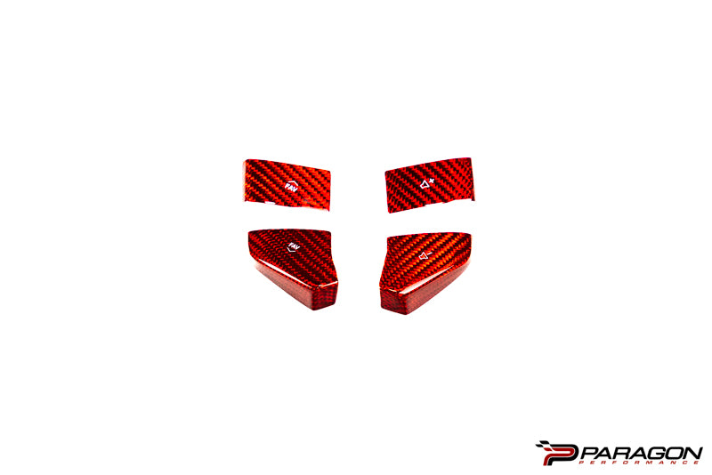 CCS Steering Wheel Red Carbon Fiber Button Covers 4PC  - C8 Corvette