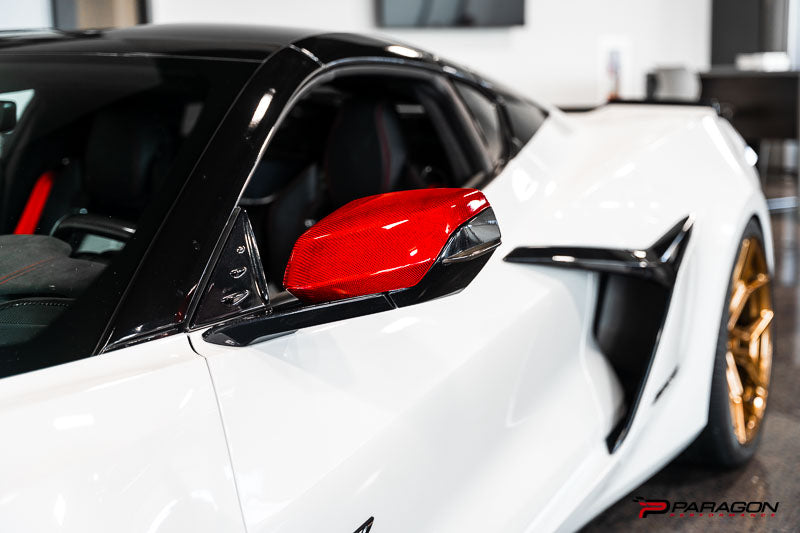CCS C8 Corvette Red Carbon Fiber Mirror Overlays