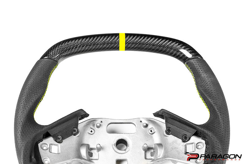 Paragon Performance C8 Corvette Z06 Style Carbon Fiber Steering Wheel - Fluorescent Yellow